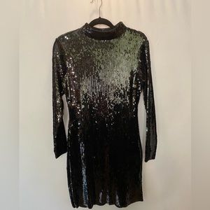 Express black bodycon sequin dress